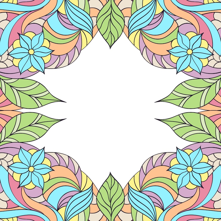 Vector vector illustration of hand drawn abstract floral frame.