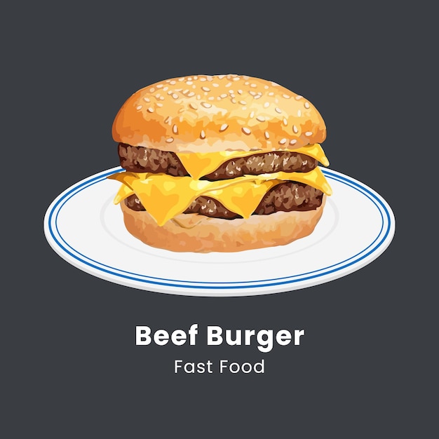 Vector vector illustration hand drawn beef burger