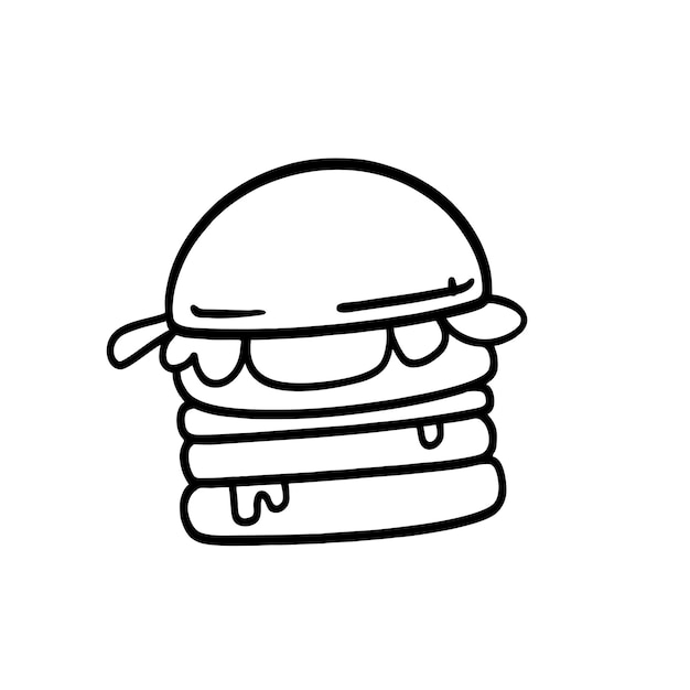 Vector Illustration of Hand drawn Burger Outline for Coloring doodle art style