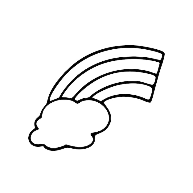 Vector Illustration of Hand drawn Cloud with Rainbow Doodle art style