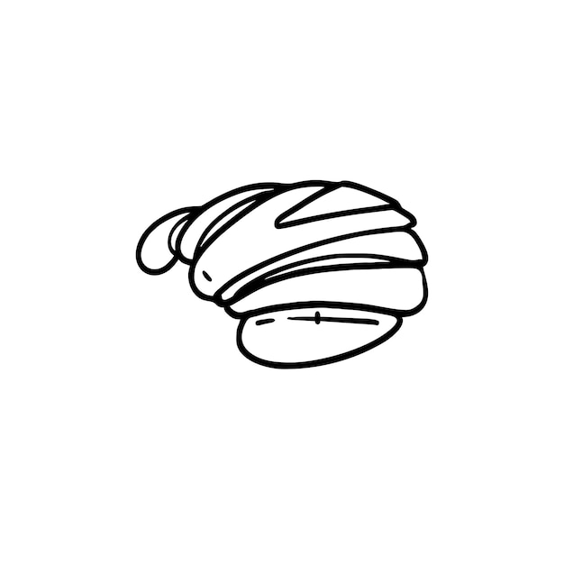 Vector Illustration of Hand Drawn Croissant Outline Doodle art style