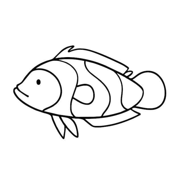 Vector Illustration of Hand drawn Cute Fish  for Children Coloring Book