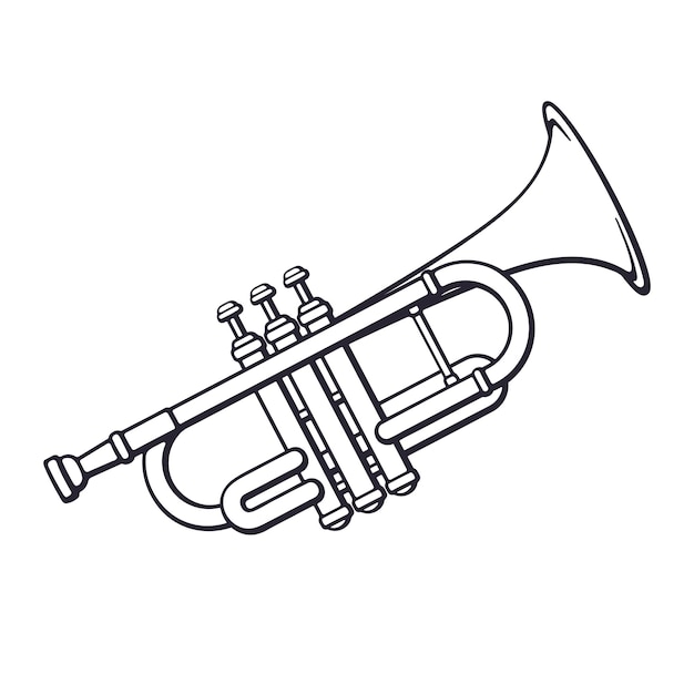 Vector illustration Hand drawn doodle of classical music wind instrument trumpet