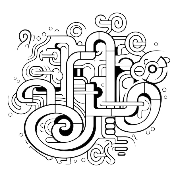 Vector illustration of hand drawn doodle maze Black and white