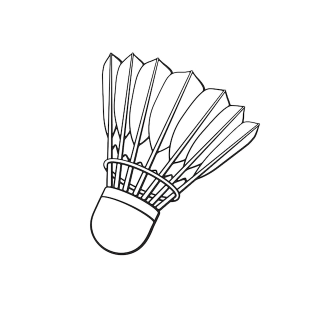 Illustrazione vettoriale scarabocchio disegnato a mano di volano per badminton da piume di uccelli