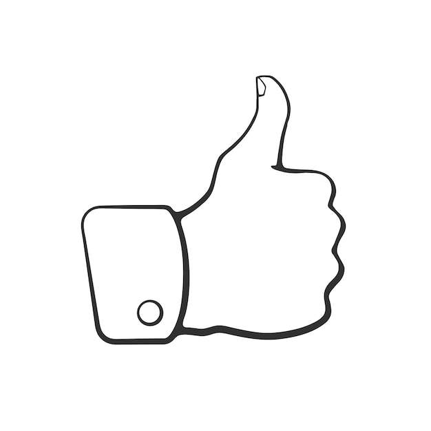 Vector illustration Hand drawn doodle of thumb up symbol of like Cartoon sketch