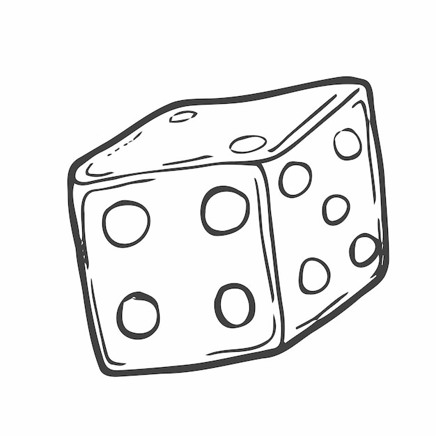 Vector illustration Hand drawn doodle of two dice with contour Gambling symbol Cartoon sketch De