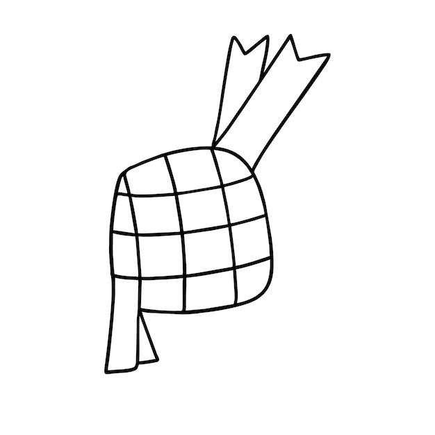 손으로 그린 Ketupat Doodle 아트 스타일의 벡터 그림