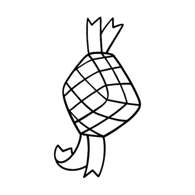 손으로 그린 Ketupat Doodle 아트 스타일의 벡터 그림-