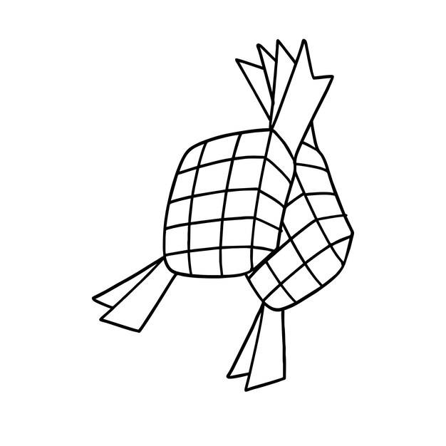 手描き Ketupat 落書きアート スタイルのベクトル イラスト