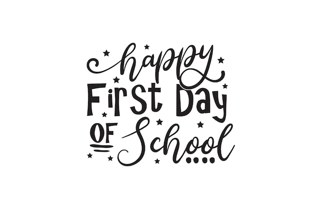 A vector illustration of a hand drawn lettering for a first day of school.