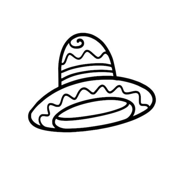 Vector Illustration of Hand drawn Mexican Hat Doodle art style