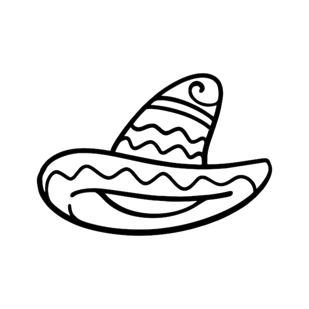 Векторная иллюстрация художественного стиля мексиканской шляпы ручной работы