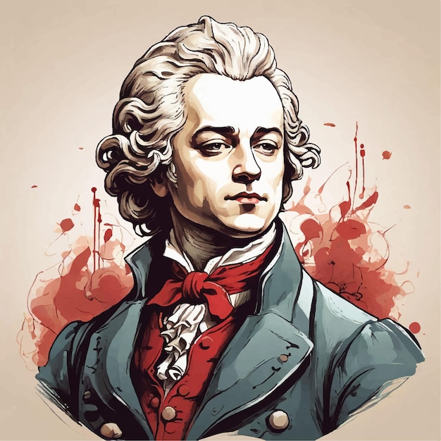 Vector vector illustration hand drawn mozart illustration