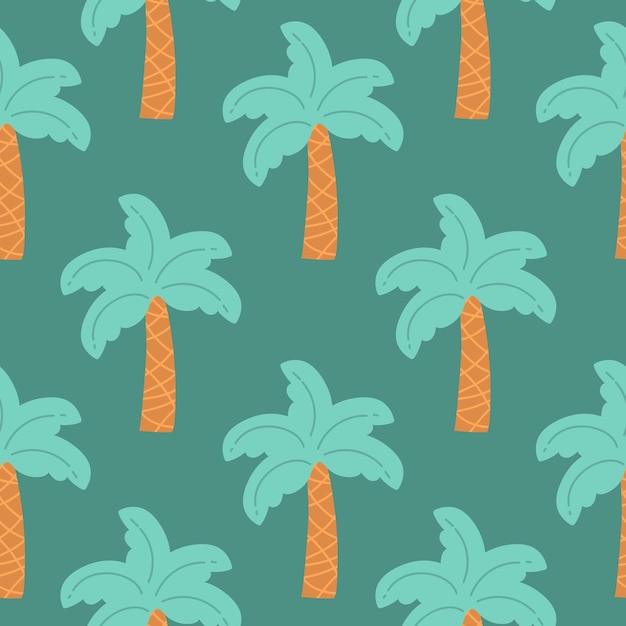 Vector illustration of a hand drawn palm trees Seamless vector pattern with tropical palm trees