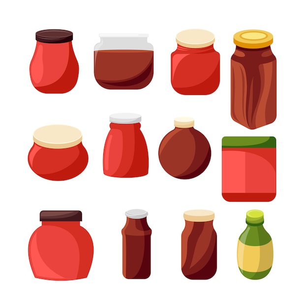 vector illustration of hand drawn sauce bottles set perfect for food packaging culinary designs