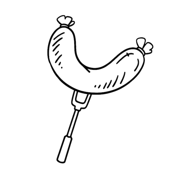 Vector Illustration of Hand drawn Sausage Outline Doodle art style