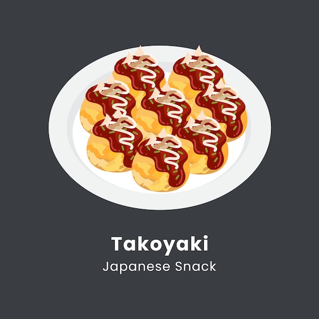 vector illustration hand drawn takoyaki or octopus balls