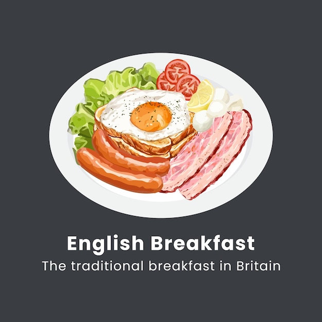 Vector vector illustration hand drawn traditional full english breakfast