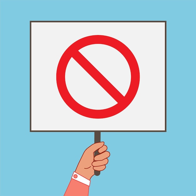 Vector illustration of hand holding prohibition sign