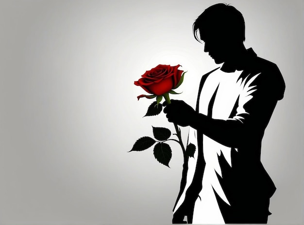 Vector illustration of a hand holding a rose flower