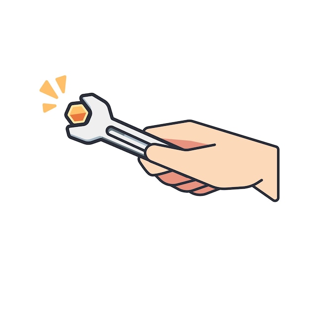 vector illustration of a hand holding a wrench