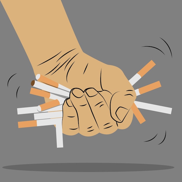 Vector vector illustration of a hand squeezing a cigarette