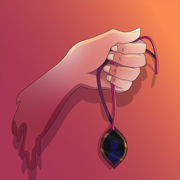 векторная иллюстрация руки с ожерельем