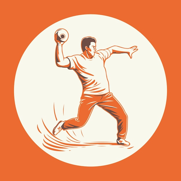 Vector vector illustration of a handball player with a ball in hand