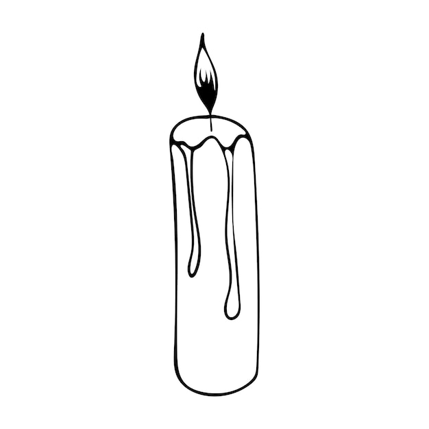 Vettore candela disegnata a mano dell'illustrazione di vettore con plaen bruciante