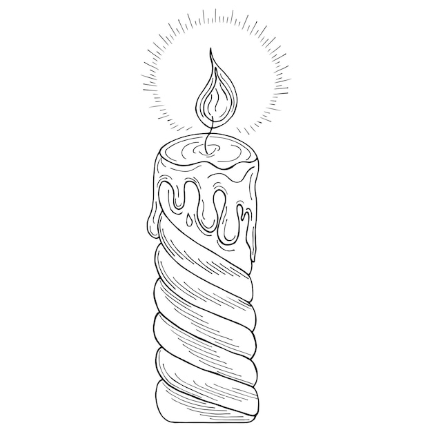 Illustrazione vettoriale candele semplici disegnate a mano oggetto isolato su uno sfondo bianco clipart utile per decorare le vacanze di natale immagine disegnata a mano in stile doodle