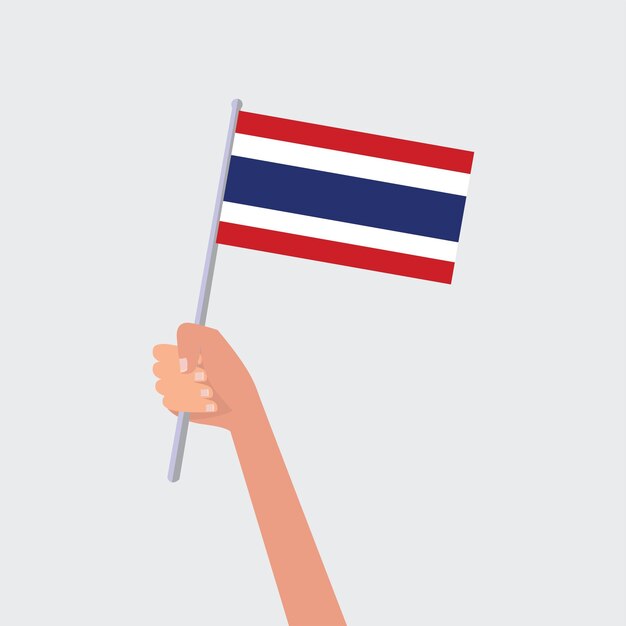 Vector vector illustration hands holding thailand flags on white background