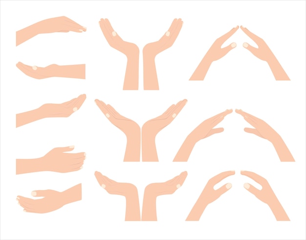 Векторная иллюстрация рук в различных жестах