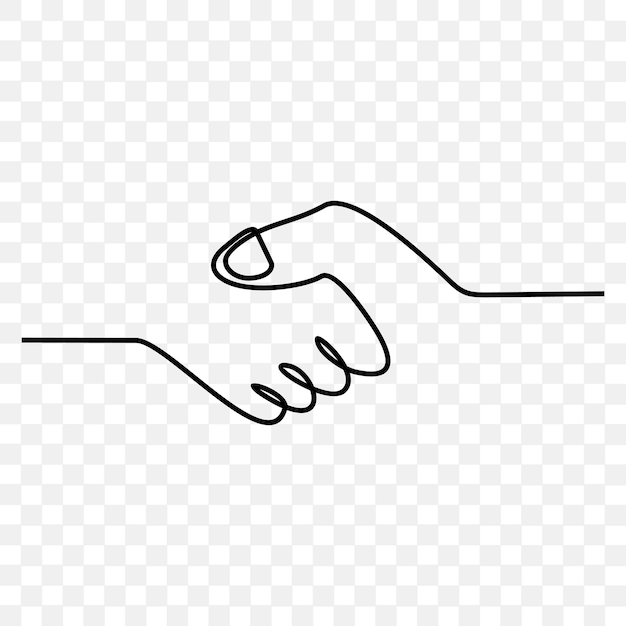 Vector illustration of a handshake continuous line drawing