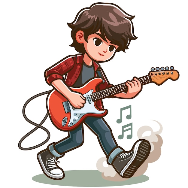 Vector illustration of handsome guitarist