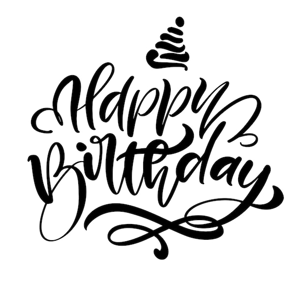 Vector vector illustration handwritten modern brush lettering of happy birthday text on white background. hand drawn