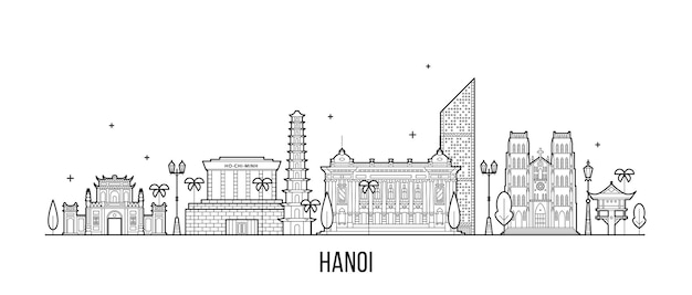 Vector illustration of Hanoi skyline in Vietnam