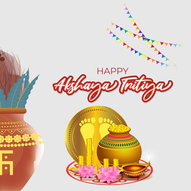 Векторная иллюстрация баннера фестиваля Happy Akshaya Tritiya