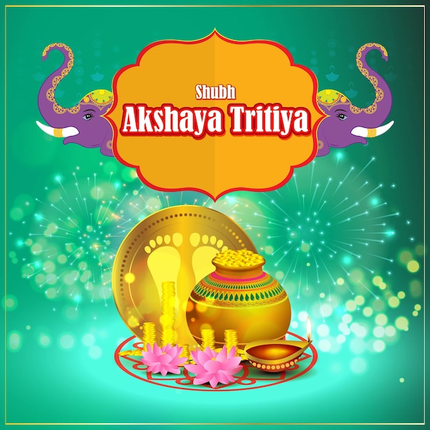 幸せなAkshayaTritiyaフェスティバルバナーのベクトルイラスト