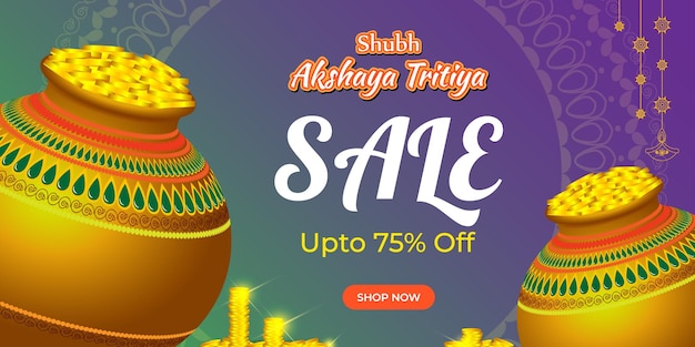 Векторная иллюстрация баннера Happy Akshaya Tritiya Sale