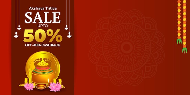 Векторная иллюстрация шаблона социальных сетей Happy Akshaya Tritiya Sale