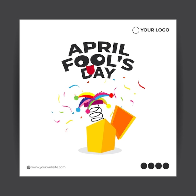 Vector illustration of Happy April Fools' Day social media story feed mockup template