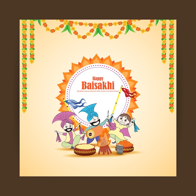 Illustrazione vettoriale per il felice banner del festival baisakhi