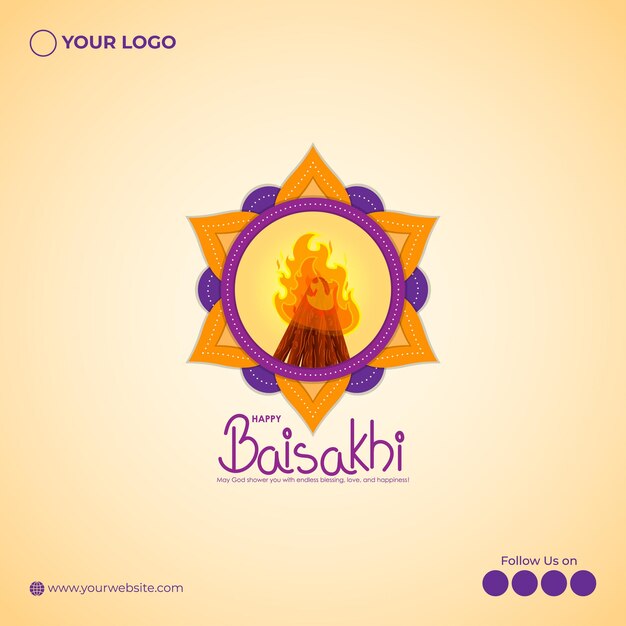 vector illustration for happy baisakhi festival banner