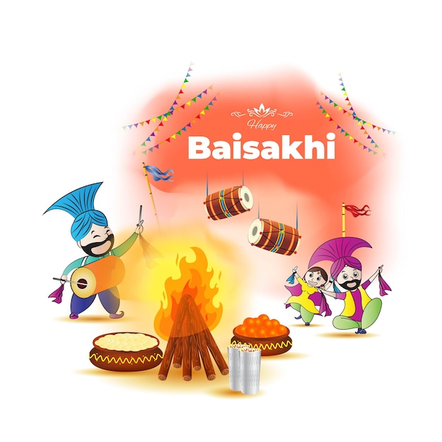 Vector illustration for Happy Baisakhi festival