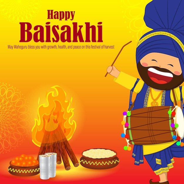 Vector illustration for happy baisakhi wishes