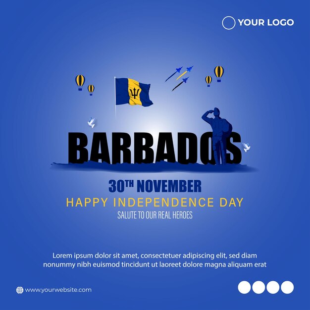 Vector illustration of happy barbados independence day banner