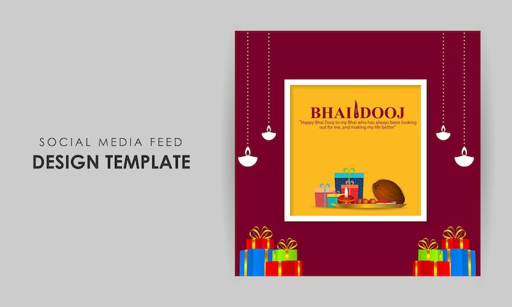 वेक्टर vector illustration of happy bhai dooj social media feed template