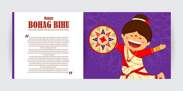Vector illustration of Happy Bihu Assamese New Year Harvest festival