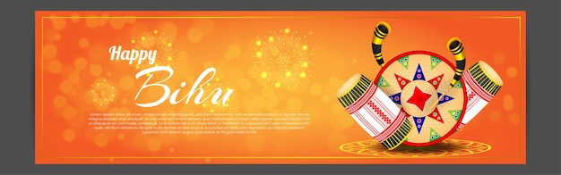 Vector vector illustration of happy bihu assamese new year harvest festival